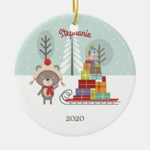 Décoration En Céramique Noël de l'ours des bois
