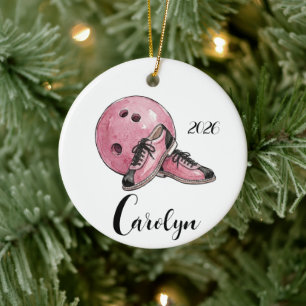 Décoration En Céramique Noël de quilles rose personnalisé