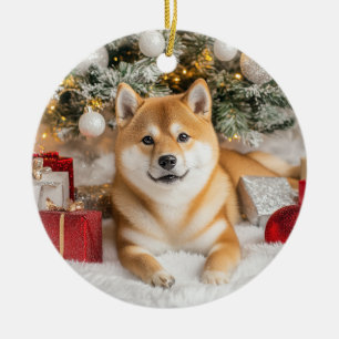 Décoration En Céramique Noël de Shiba Inu