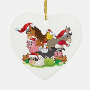 Décoration En Céramique Noël des animaux de ferme