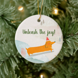 Décoration En Céramique Noël d'hiver de Dachshund