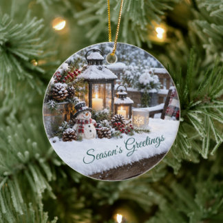 Décoration En Céramique Noël d'hiver enneigé