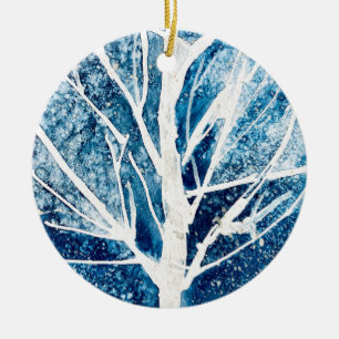 Décoration En Céramique Noël du bouleau blanc d'hiver