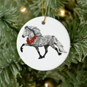 Décoration En Céramique Noël du cheval islandais
