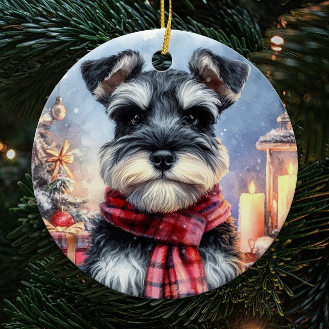 Décoration En Céramique Noël du chien Schnauzer Miniature mignonne (Créateur téléchargé)