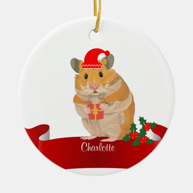 Décoration En Céramique Noël du Hamster d'or (Devant)