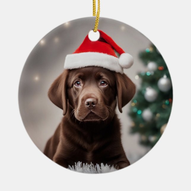 Décoration En Céramique Noël du Labrador au chocolat (Devant)