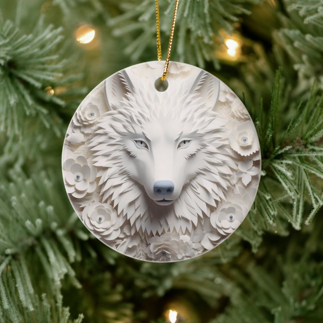 Décoration En Céramique Noël du loup blanc 3D (Arbre)