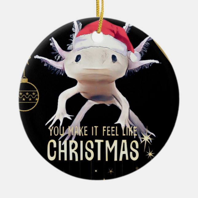 Décoration En Céramique Noël du mignon Axolotl (Devant)
