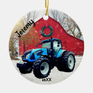 Décoration En Céramique  Noël du Tracteur bleu moderne 