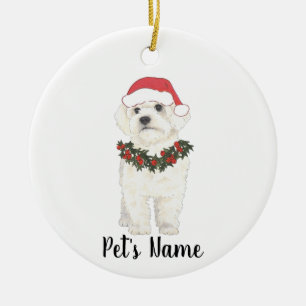 Décoration En Céramique Noël en céramique maltaise de Bichon Havanais