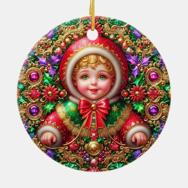 Décoration En Céramique NOËL ~ Enfant 19e siècle ~ (Dos)