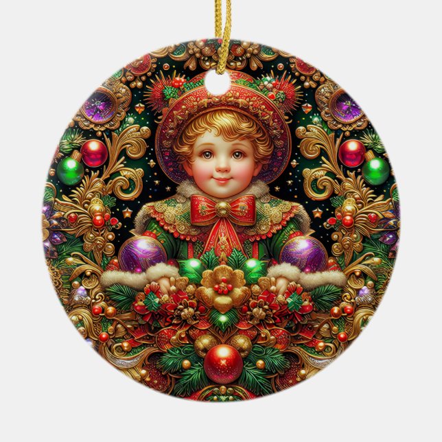 Décoration En Céramique NOËL ~ Enfant 19e siècle ~ (Devant)