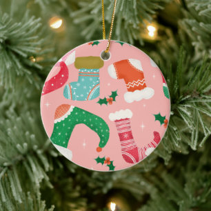 Décoration En Céramique Noël falalala rose -Bas