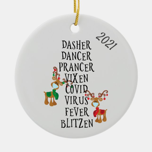 Décoration En Céramique Noël Funny Reindeer Names Covid 2021 (Devant)