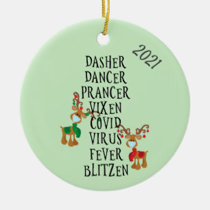 Décoration En Céramique Noël Funny Reindeer Names Covid 2021