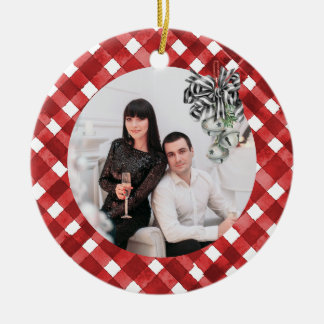 Décoration En Céramique Noël Gingham Rouge Rustique