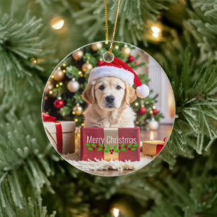 Décoration En Céramique Noël Golden Retriever