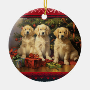 Décoration En Céramique Noël Golden Retriever