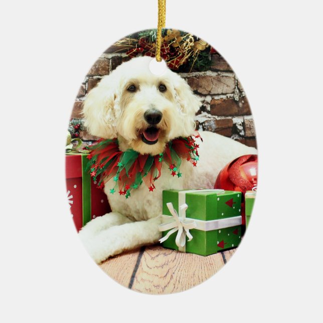 Décoration En Céramique Noël - GoldenDoodle - biscuit (Devant)