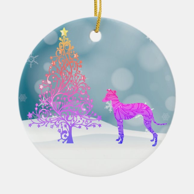 Décoration En Céramique Noël Greyhound italien (Devant)