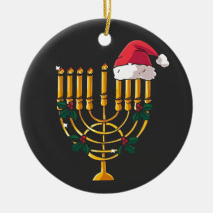 Décoration En Céramique Noël Hanukkah Juif Père Noël Menorah