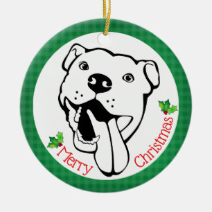 Décoration En Céramique Noël heureux personnalisé de pitbull
