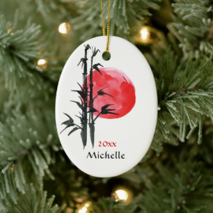 Décoration En Céramique Noël japonais et bambou personnalisé