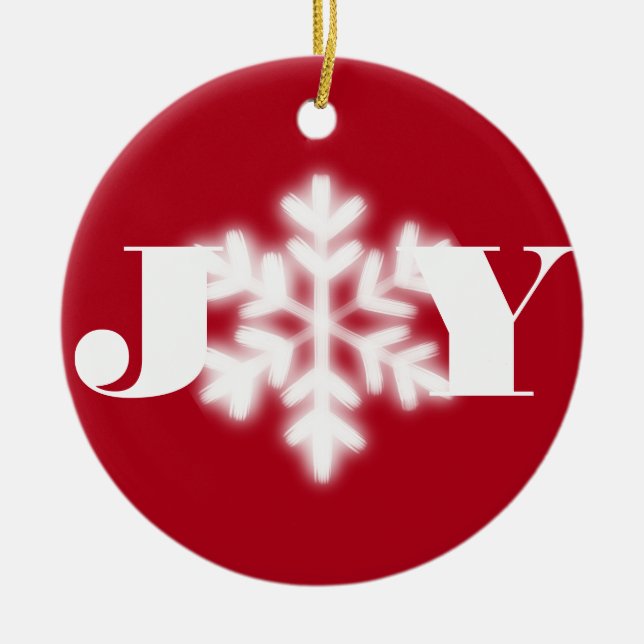 Décoration En Céramique Noël Joy personnalise minimaliste élégante neige (Devant)