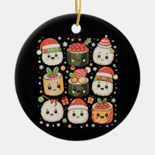 Décoration En Céramique Noël Kawaii Sushi Père Noël Nourriture Japonaise X