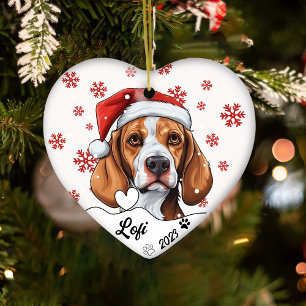 Décoration En Céramique Noël mignon Fox Hound Dog Personnalisé