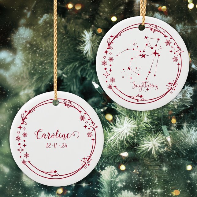 Décoration En Céramique Noël Nom personnalisé Sagittarius Symbole zodiaque (Créateur téléchargé)