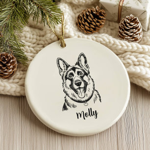 Décoration En Céramique Noël personnalisé avec un chien Berger Allemand