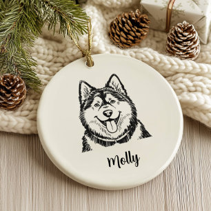 Décoration En Céramique Noël personnalisé pour chien Malamute