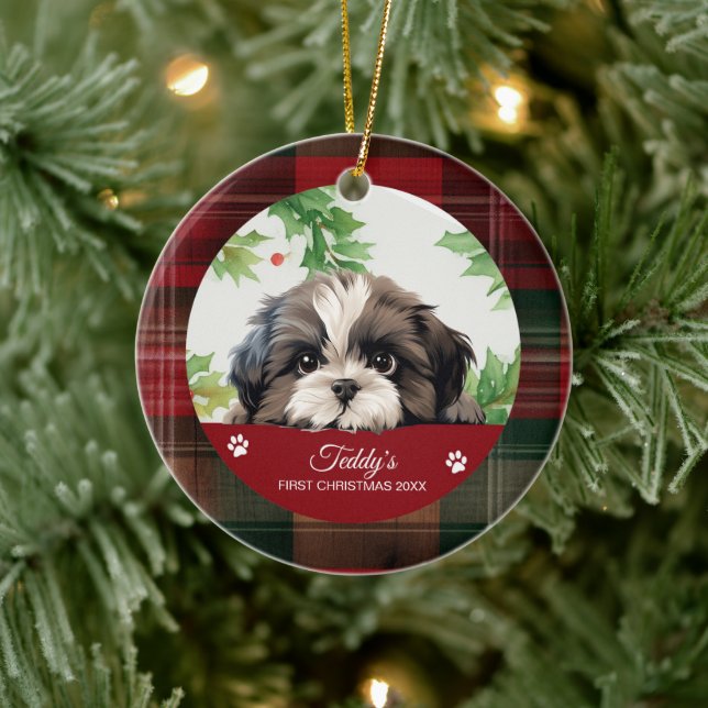 Décoration En Céramique Noël personnalisé Shih Tzu (Arbre)