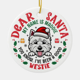 Décoration En Céramique Noël personnalisé West Highland White Terrier