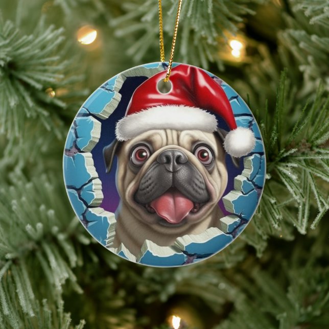 Décoration En Céramique Noël Pug 3D (Arbre)