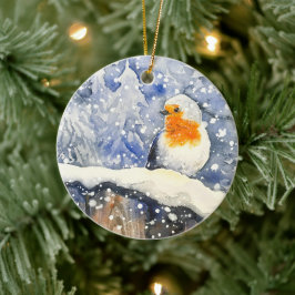 Décoration En Céramique Noël Robin Vacances hiver