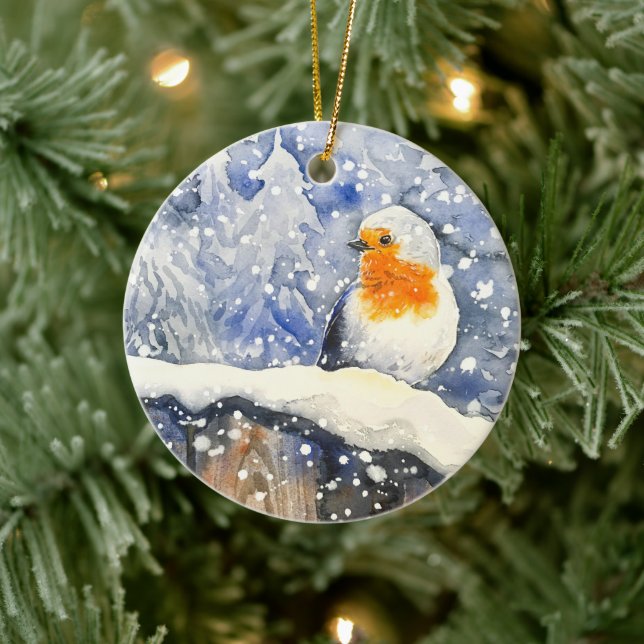 Décoration En Céramique Noël Robin Vacances hiver (Arbre)
