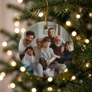 Décoration En Céramique Noël Rond Personnalisé Double Face avec Photo de F
