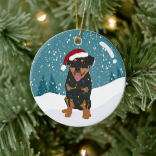 Décoration En Céramique Noël Rottweiler