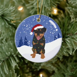 Décoration En Céramique Noël Rottweiler