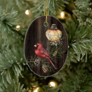 Décoration En Céramique Noël rustique et rouge personnalisé