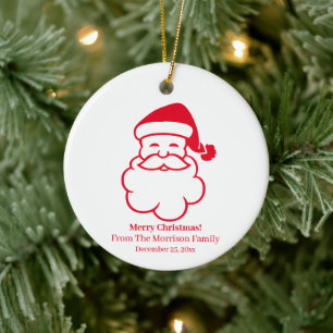 Décoration En Céramique Noël Santa Claus rouge blanc personnalisé date