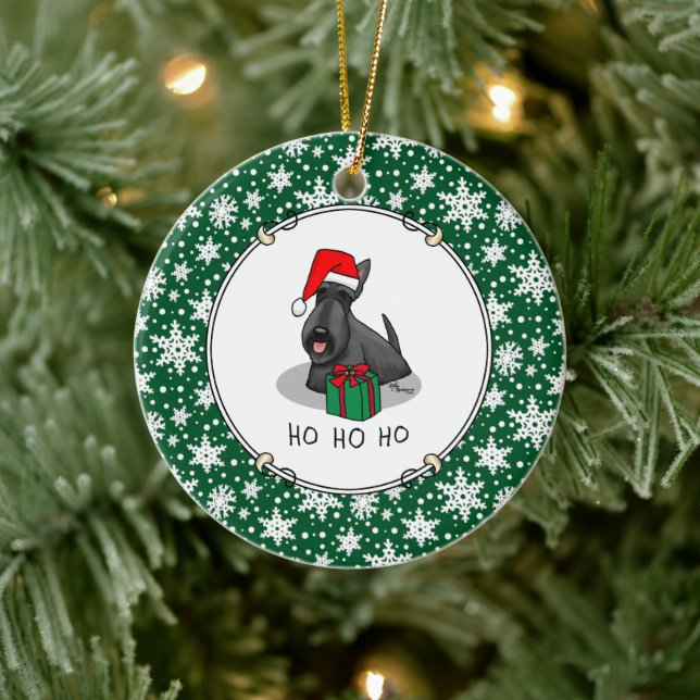 Décoration En Céramique Noël Santa Hat Scottish Terrier (noir) mignonne (Arbre)