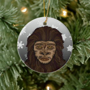 Décoration En Céramique Noël Sasquatch Bigfoot et Snowflakes