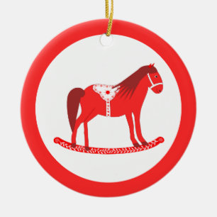 Décoration En Céramique Noël scandinave Cheval Rocse Custom