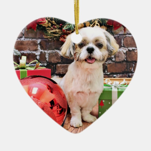 Décoration En Céramique Noël - Shih Tzu - Marley (Devant)