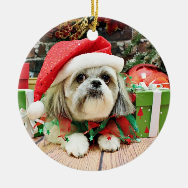 Décoration En Céramique Noël - Shih Tzu - truc (Devant)