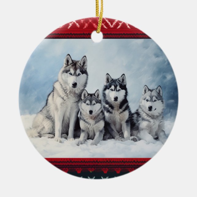 Décoration En Céramique Noël sibérien Husky (Devant)